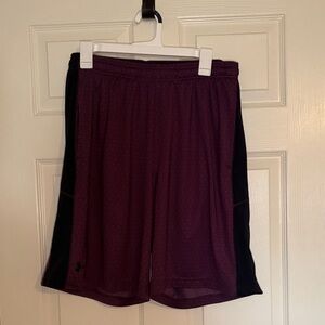 Under Armour Men's Heat Gear Burgundy and Black Athletic Shorts